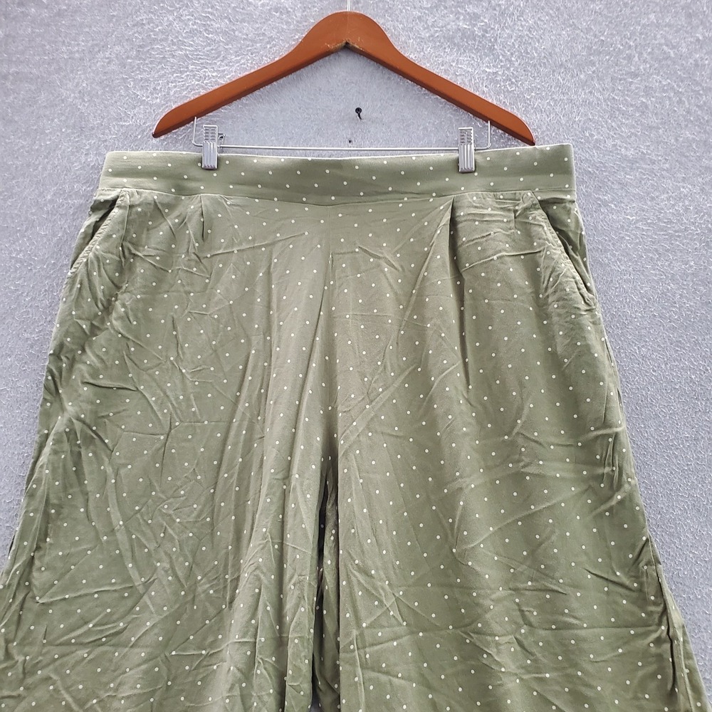 Torrid Women Pants 3 Green Polka Dot Wide-Leg Cropped 28" Inseam - Picture 4 of 10